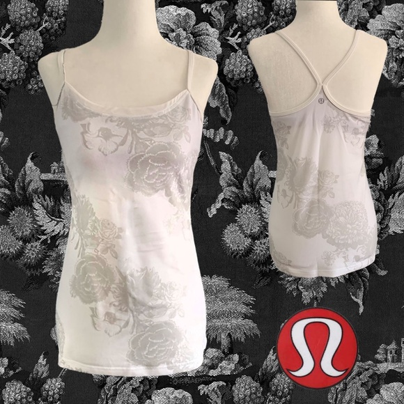 NWOT Lululemon white floral tank top halter back